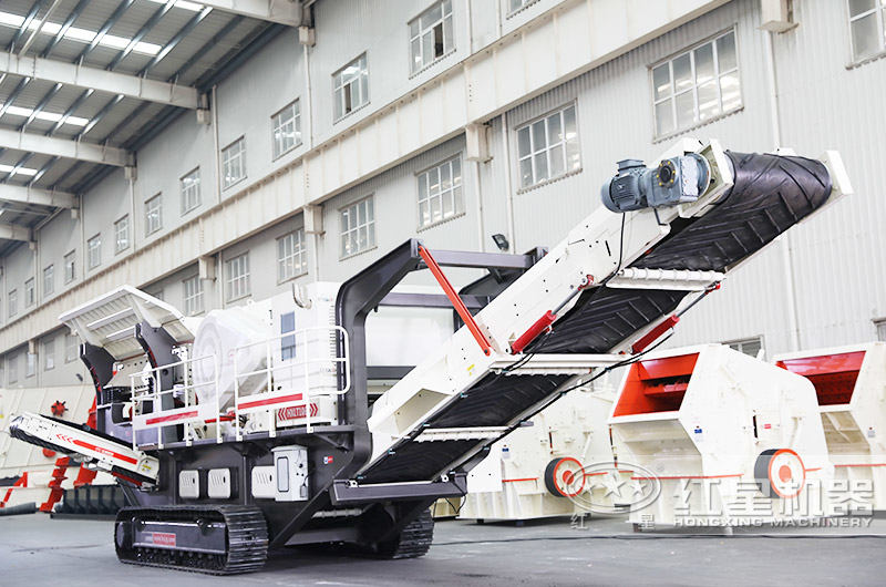 整套大型柴油流動打石子機(履帶顎破一體機)車間圖