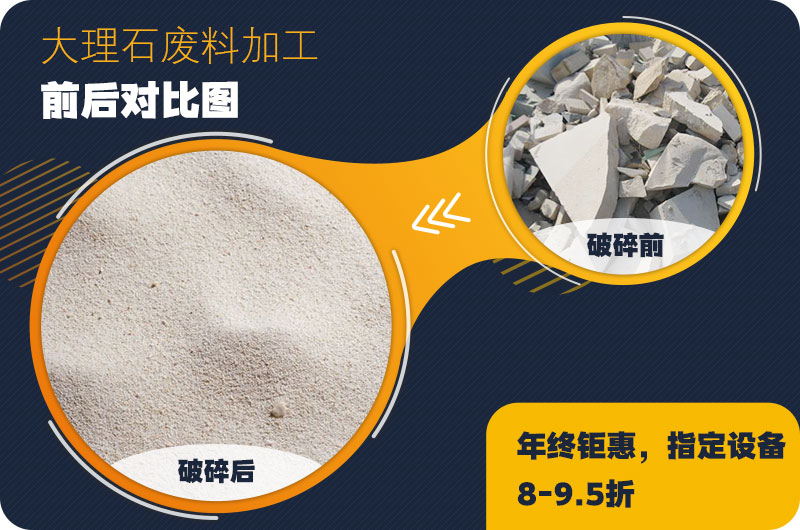 大理石廢料破碎前后對比，售價高利潤好